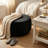 Round Velvet 28" Ottoman Black-1938924246