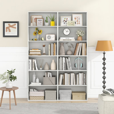 2PCS 70'' all 6-Tier Bookcase w/ 6 Open Shelves Anti-Toppling Kits Living Room