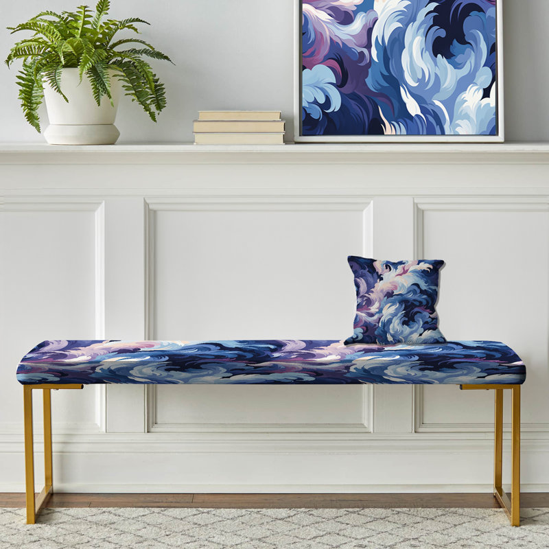 Celestial Aura Ripple - Banc rembourré doré abstrait