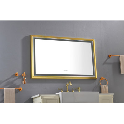 84 po W Miroir de salle de bain mural rectangulaire surdimensionné avec miroir à DEL à intensité variable antibuée et à brouillard pour salle de bain