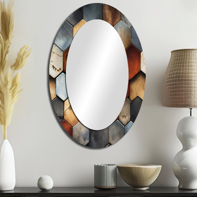 Tymvou - Geometric Oval Decorative Mirror On Metal