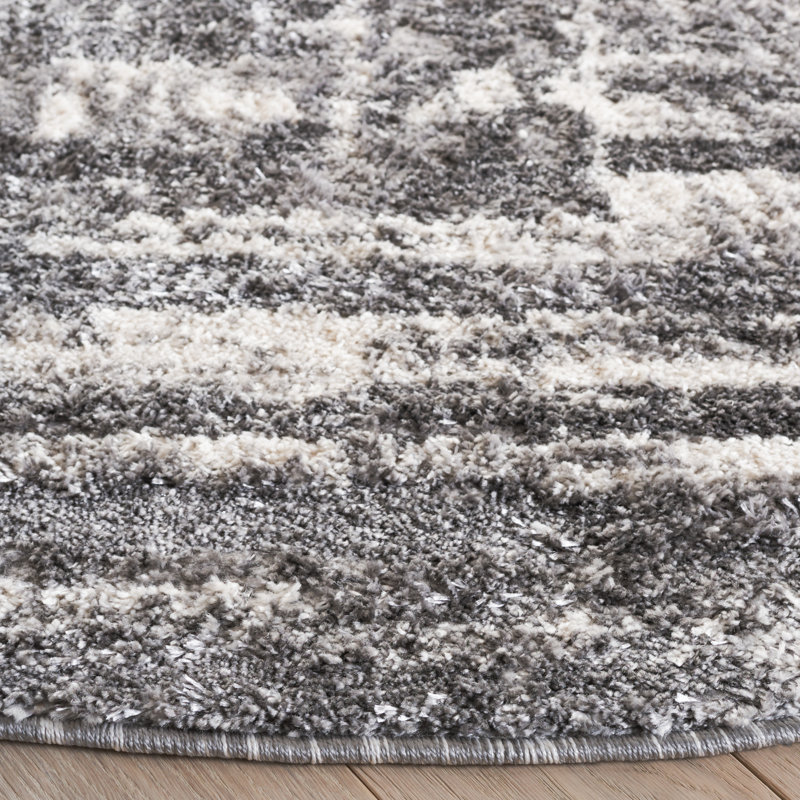 Darbyville Shag Performance Abstract Rug, Round 6'7"