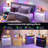 2-Drawer Nightstand with Adjustable RGB Light and Human Body Detection,Fashionable Mirror Visual Design Bedside Table with Charging Station-645997688