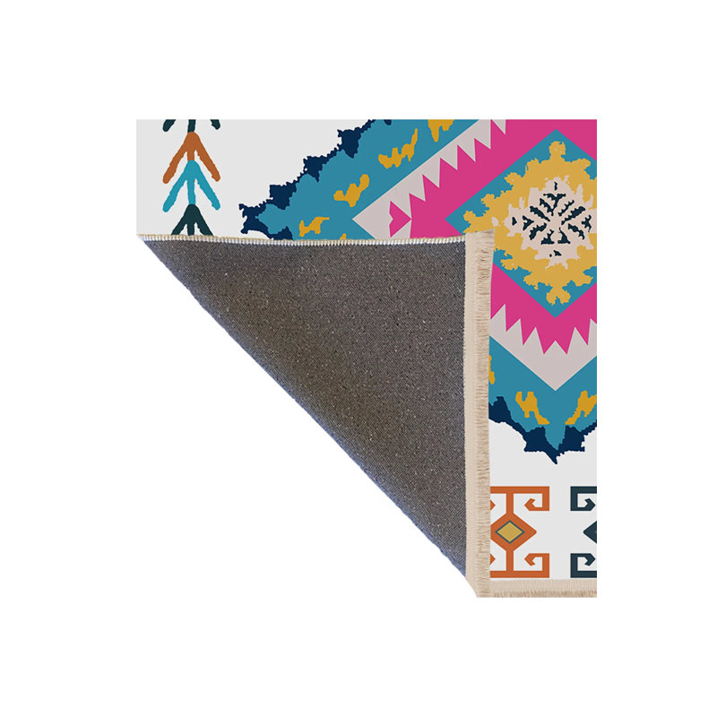 Tapis décoratif multicolore à motif rétro traditionnel, Rectangle 3 pi 11,24 po x 5 pi 10,87 po