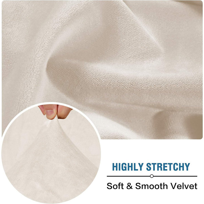 Ensemble de housse de coussin en velours ivoire - housse extensible en peluche 3 pièces pour coussins de siège, de chaise et de causeuse