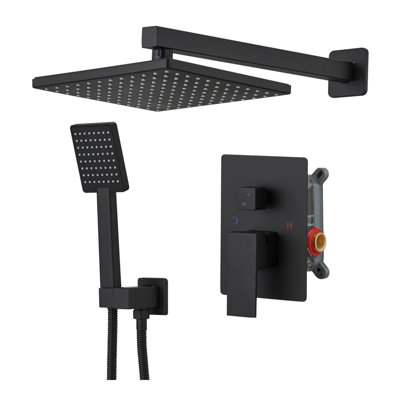 Chrome Alloy Double-Handle Double-Head 9-Inch Square High-Pressure Shower Faucet (With Valve)