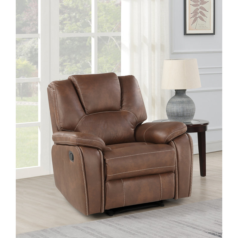 Fauteuil inclinable manuel en polyuréthane, Marron foncé