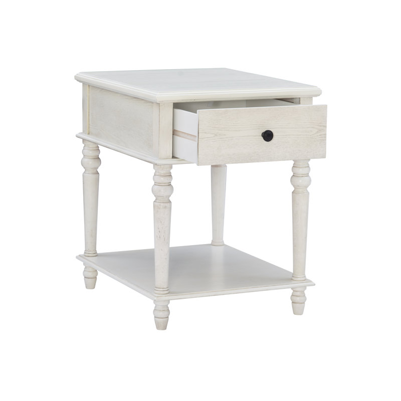 Table de bout avec tiroir de rangement Francine, Crème
