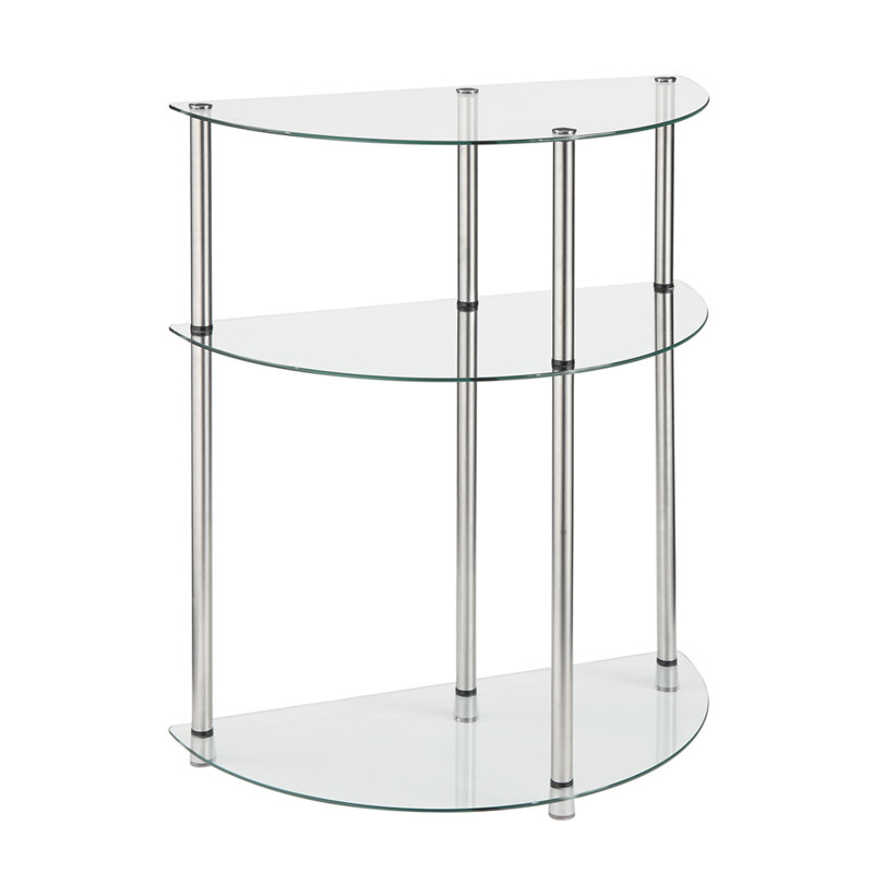 Beckett 23.75" Glass 3 Tier Half-Circle Display Console Table