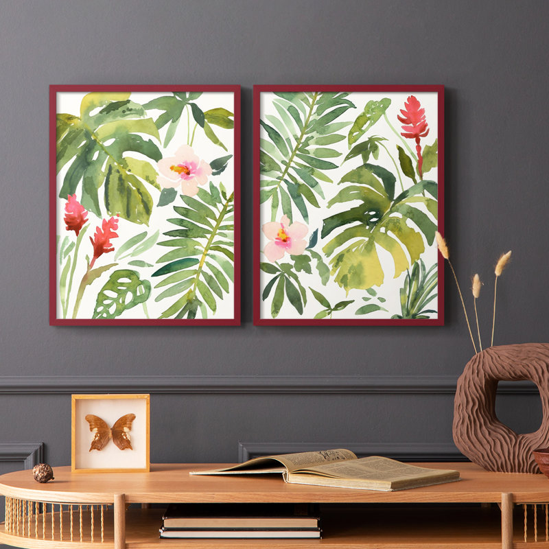 «Tropical Farrago I», reproduction encadrée de qualité supérieure - prête à être accrochée - aucun clou requis - aucun clou requis
