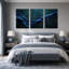 Ensemble de 3 toiles murales en tissu bleu profond-131364743