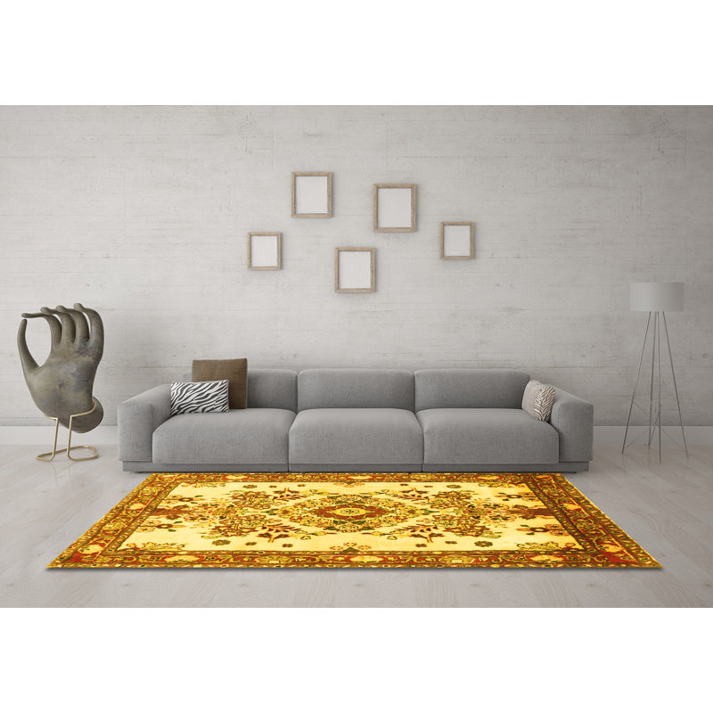 Tapis traditionnels jaunes 3771, Rectangle 3 pi x 5 pi