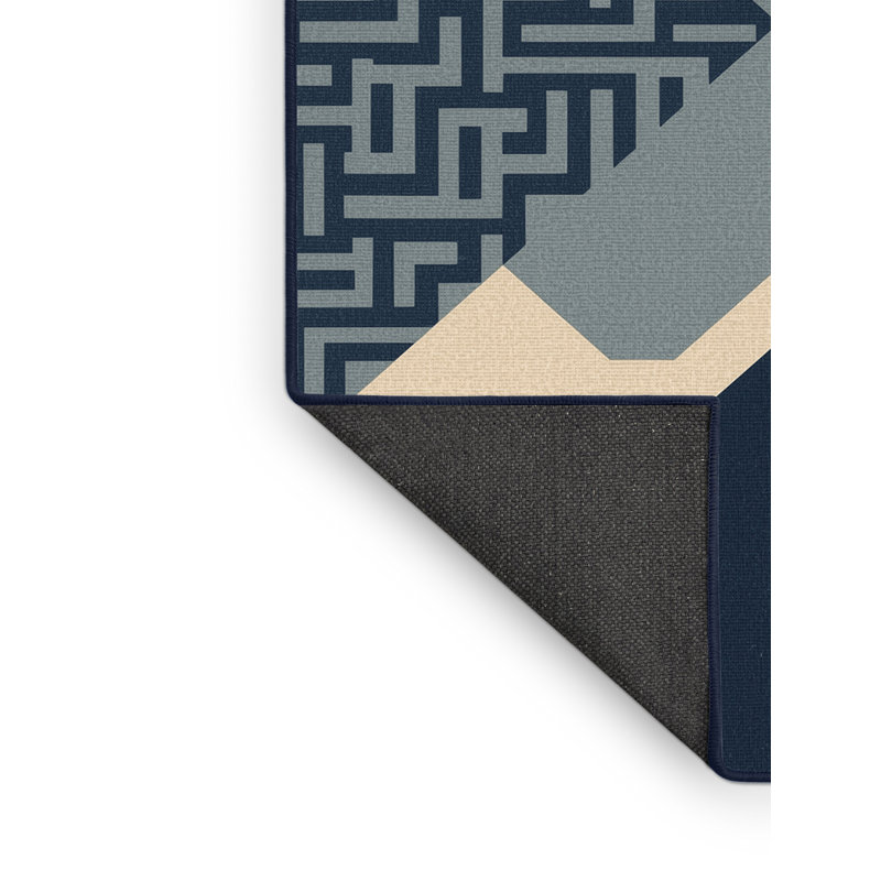 Tapis gris moelleux moelleux à motif de blocs d'inspiration mondiale Earl, 6 X 9