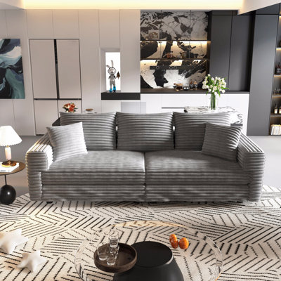 Canapé rembourré en tissu velours côtelé de 82,7 po à 3 places, canapé Cloud rembourré confortable de style moderne, sièges très profonds avec coussins moelleux, fauteuil convertible très profond convertible