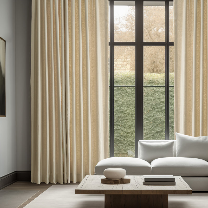 Briella French Linen Room Darkening Curtain, Walnut Beige, 50" W x 108" L