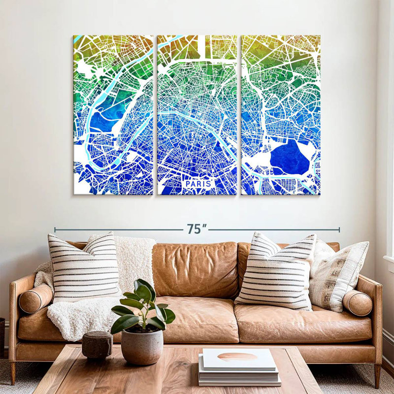 Aliaz Paris Map, 42" H x 65" W
