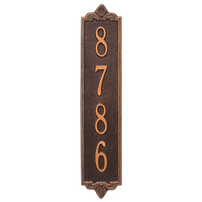 Lyon 1-Line Wall Address Plaque, White/Black, Yes