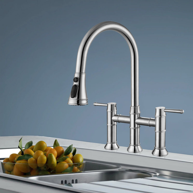 Kitchen Faucet With Pull Down Sprayer 3 Modes Stainless Steelpull Out Brushed Nickel Faucet For Bar Laundry RV Utility Sink