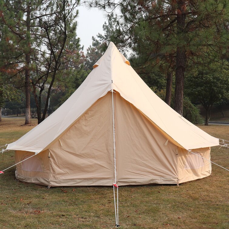 VEVOR 5-Person Waterproof Canvas Tent 9.8 ft.in Dia. 100% Cotton Canvas Bell Yurt Tent with Stove Jack in 4 Seasons
