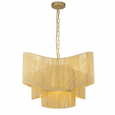 Lustre en rotin 3 lumières Sienna, bord de mer Boho - tissé à la main