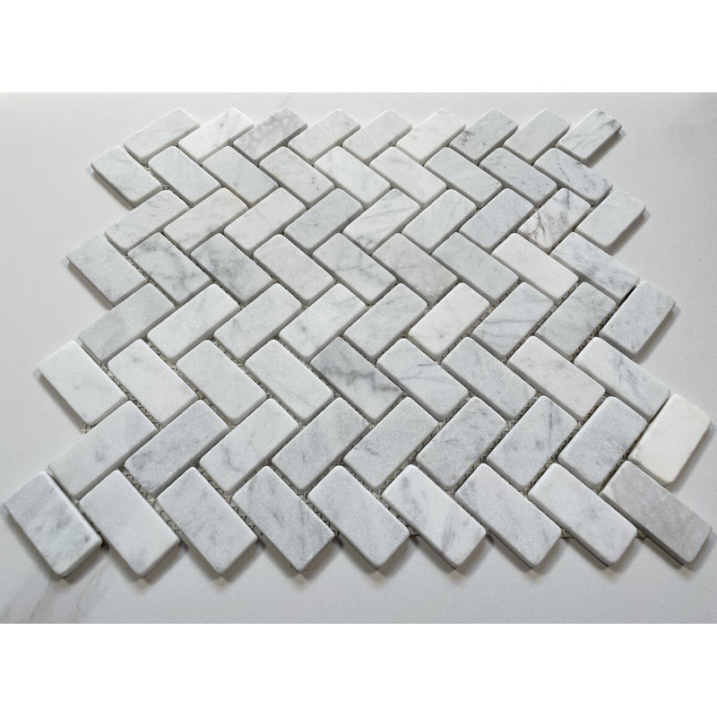 Carreau de mosaïque en marbre à chevrons 12 po x 11 po