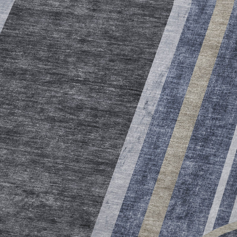 Jeté Art déco en sherpa Addison, Bleu marine géométrique 1