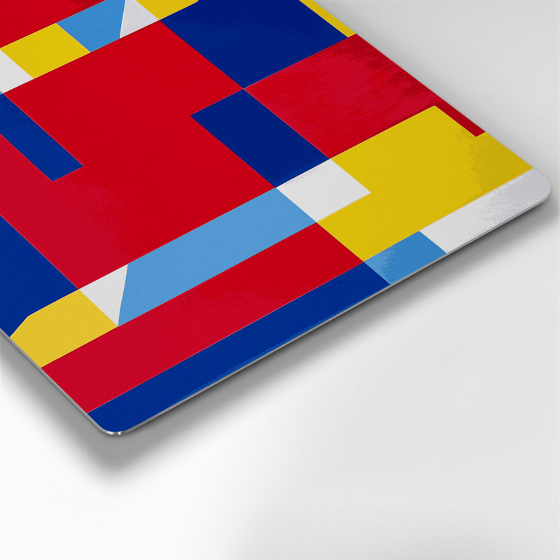 Hard Edge 1, art mural en métal rouge, H 32 po x l 32 po