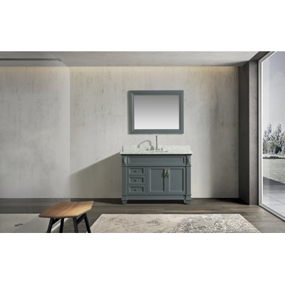 Ensemble de meuble-lavabo de salle de bain simple avec miroir 48 po Lusk