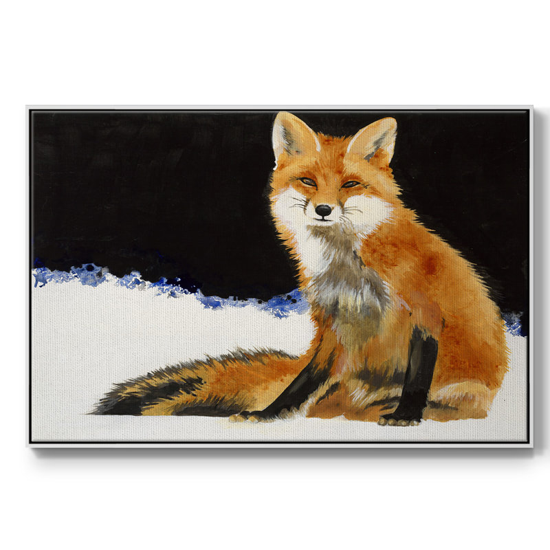 " Fox ", 27" H x 41" W x 2" D, White Framed Canvas