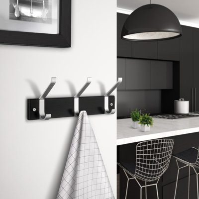 Wall mounted 3 hook coat rack 