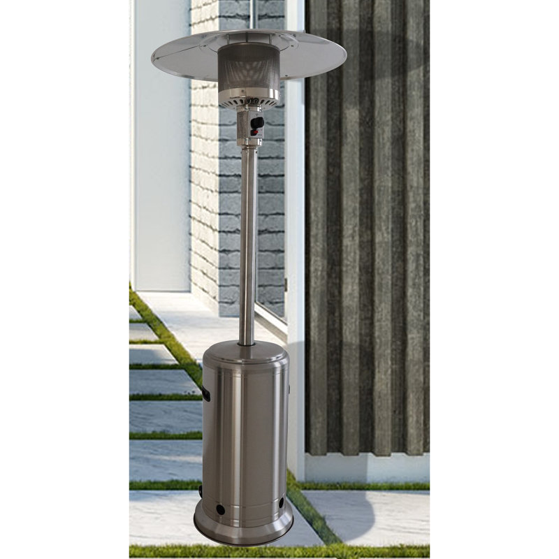 Chauffe-terrasse avec 46000 - Acier inoxydable, gris acier, chauffage silencieux et propre pour procurer de la chaleur à tout moment