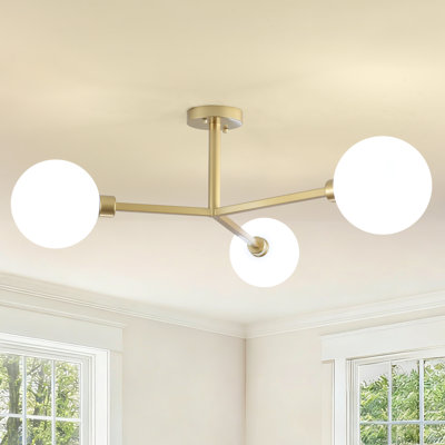Plafonnier semi-encastré 3 lumières en verre