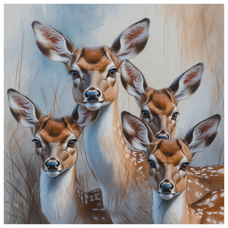 Tapisserie murale «Group of Deer» - Décoration murale cerf, 104in H x88 with 4 Grommets