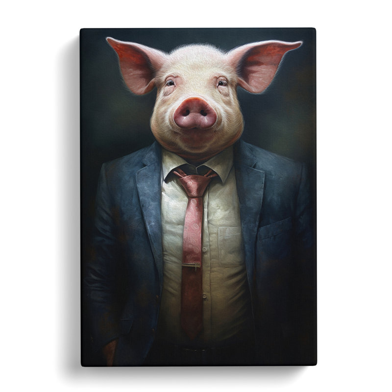 Pig In A Suit Painting No.4 - Wrapped Canvas, 60cm H x 40cm W x 3cm D