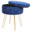 Harbour Housewares - Round Velvet Storage Footstool-96071853-96071854