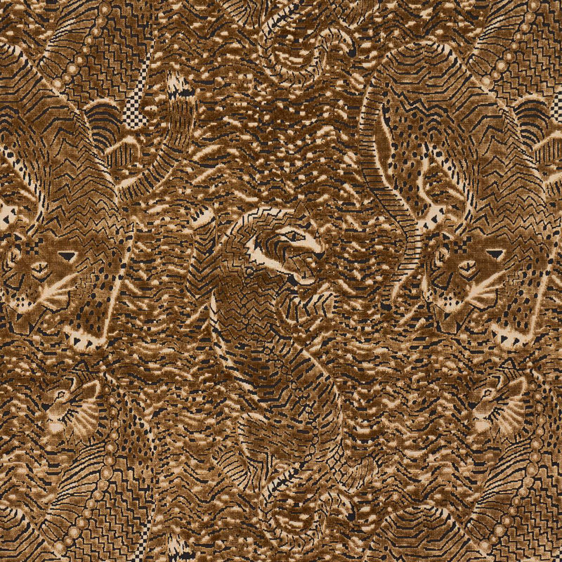 Tigress Velvet Fabric, Gold