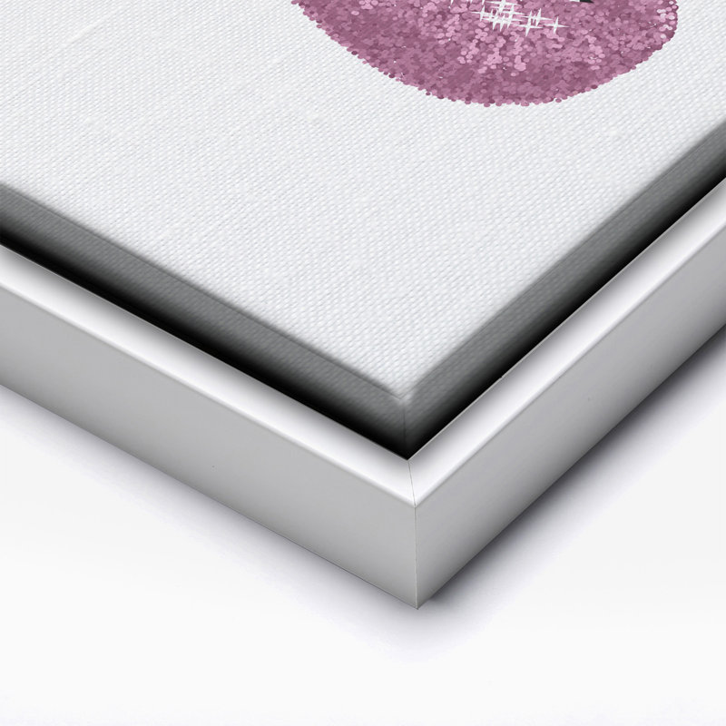 Bouche rose à paillettes, 24"H x 32"W, Canvas, White Framed