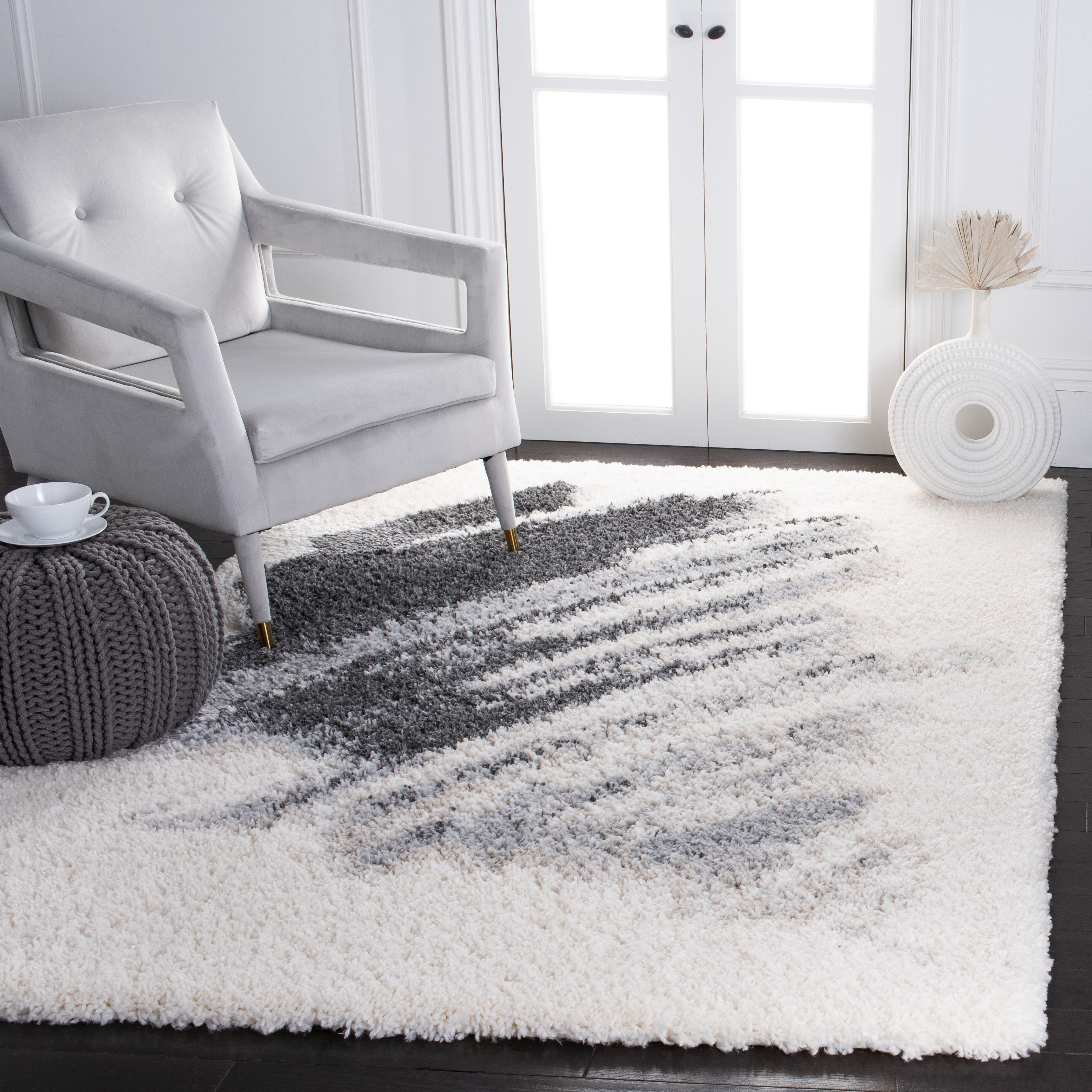 Wrought Studio Rabia Gray/Cream Area Rug, Size: Rectangle 4' x 6