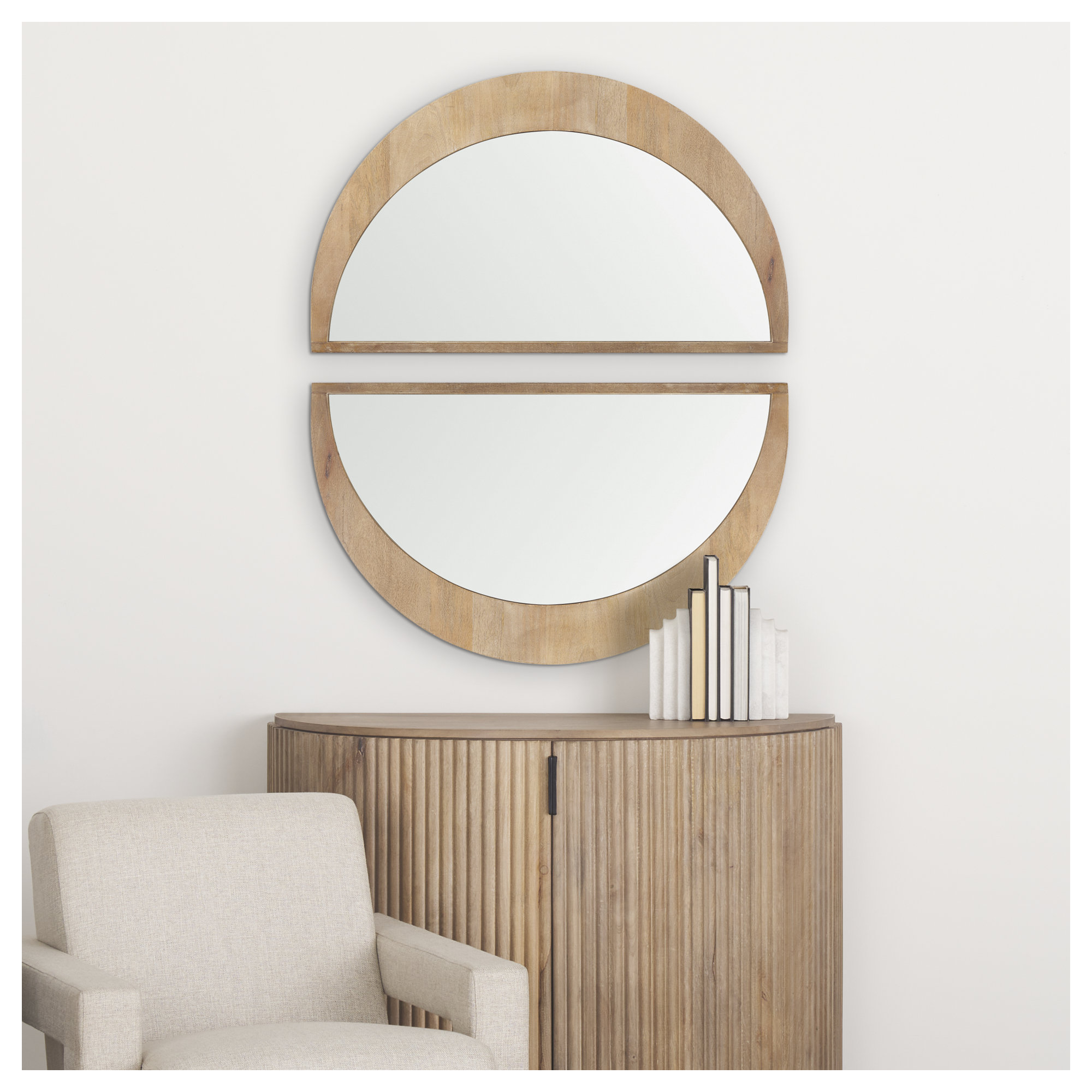 Vixe Solid Wood Mirror, Light Brown, 22.3" x 36"