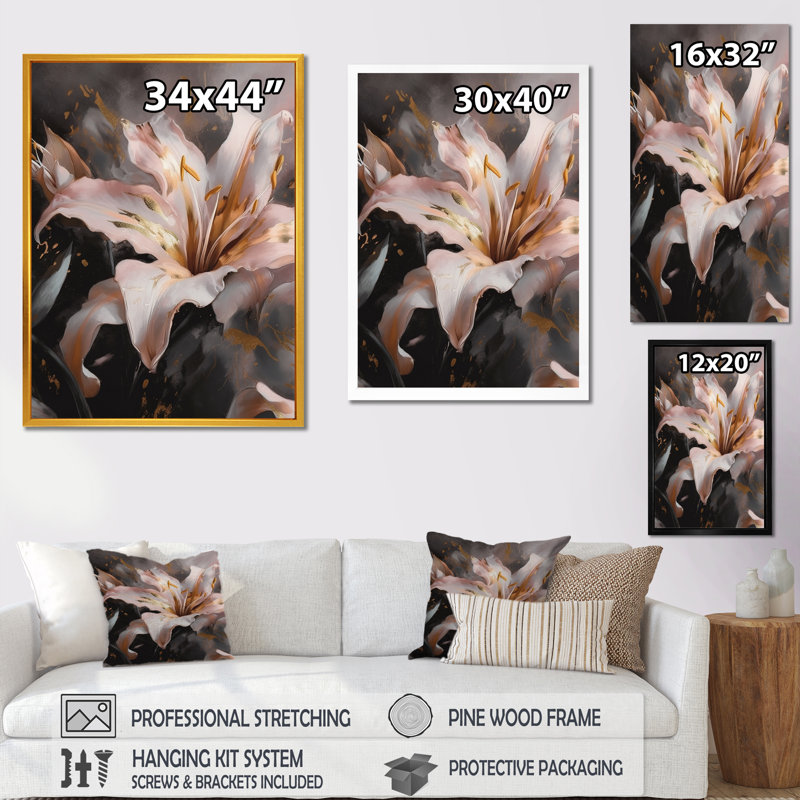 Rêves de lys roses - imprimé, Cadre photo noir, H 20 po x l 12 po x P 1 po