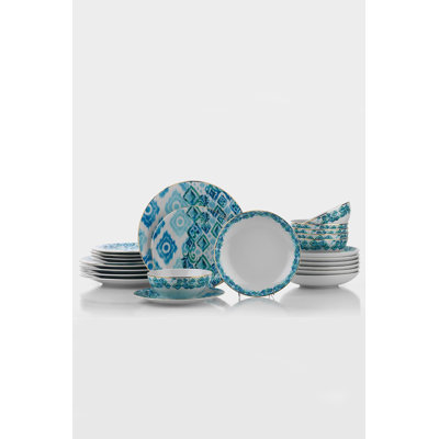 Elegant 24-Piece Dinner Set, 100% Porcelain | Includes 6 Service Plates (10.6 in), 6 Deep Plates (8.3 in), 6 Dessert Plates (8.3 in), 6 Bowls (5.9 in) | Perfect for Formal Dining & Entertaining, Not Dishwasher or Microwave Safe