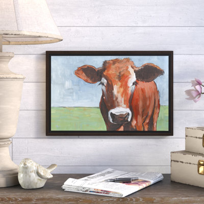 « big cow », reproduction de peinture à l’acrylique sur toile encadrée