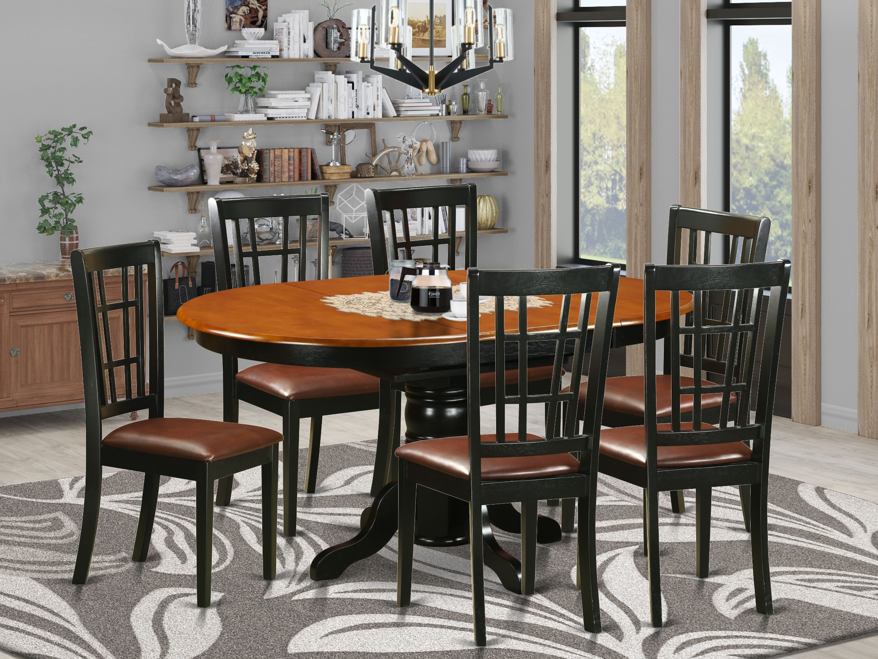 Rosalind Wheeler Doric 7 - Piece Butterfly Leaf Rubberwood Solid Wood ...