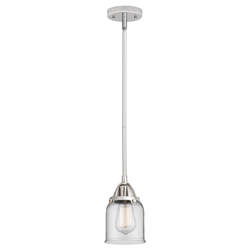Nouveau 2 - Amberlynn - Mini-luminaire suspendu sur tige 1 lumière - Ampoule non incluse - Abat-jour, Clair, Chrome poli