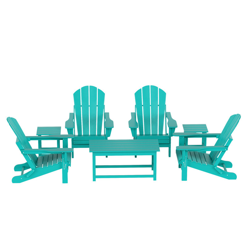 Ensemble de conversation de table de bout et de table basse 7 pièces Aderson, Turquoise