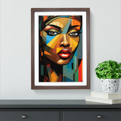 XYZ-FRM-V1223-1769 African Woman Cubism - Single Picture Frame Print on Wood
