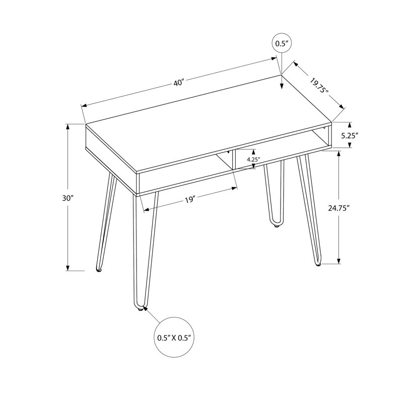 Bureau d'ordinateur blanc moderne avec tiroirs de rangement pour le travail à domicile, piètement en métal stratifié et fonctionnel.