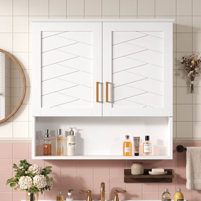 30 in. Wall-Mounted Medicine Cabinet with Adjustable Shelf, Open Shelve and Bathroom Storage Cabinet