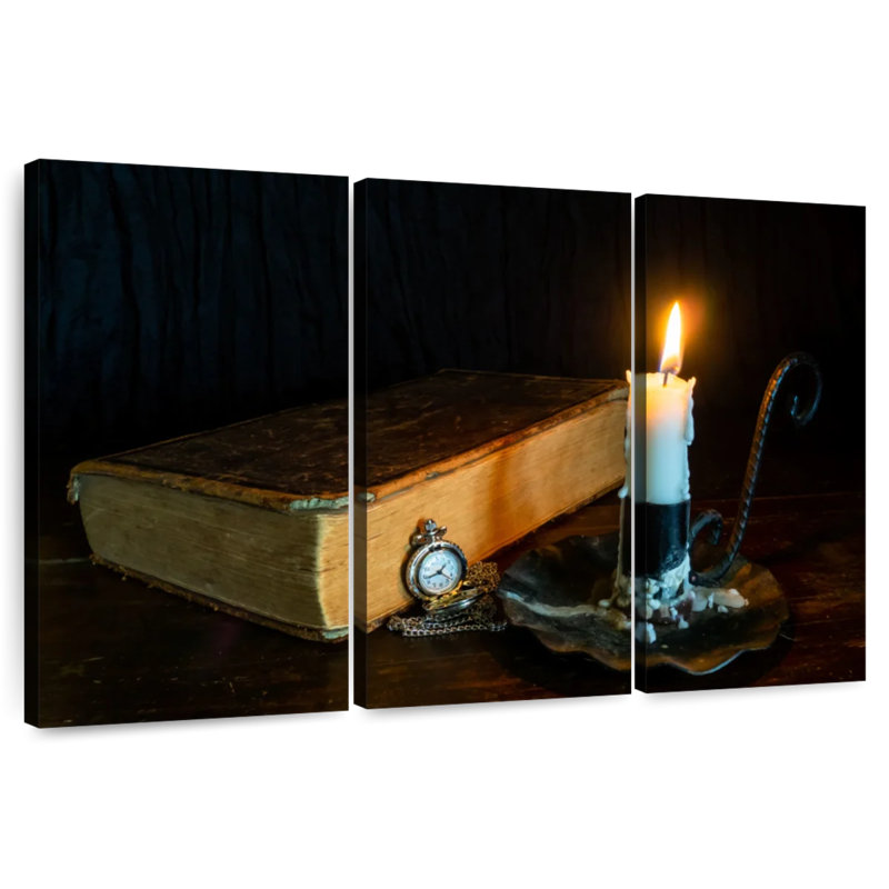 Kerner Ancient Bible And Candle, 28" H x 45" W