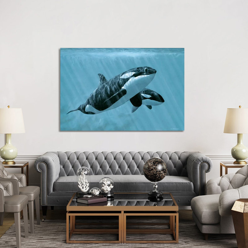 Mother And Son - Orcas by Ron Parker - Wrapped Canvas Print, 152.5 cm H x 101.5 cm W